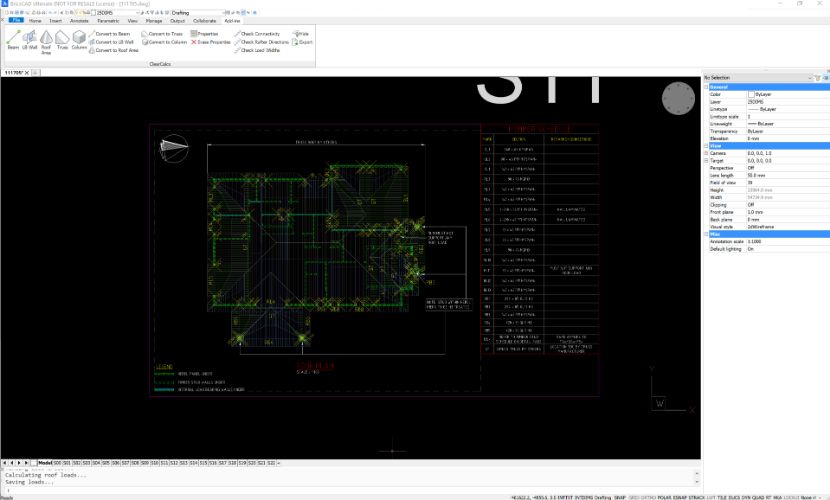 A screenshot showing automatic tributary area calculation by the CalcsCAD plugin