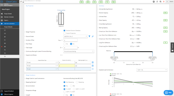 An example of the IBC Wood Beam Calculator